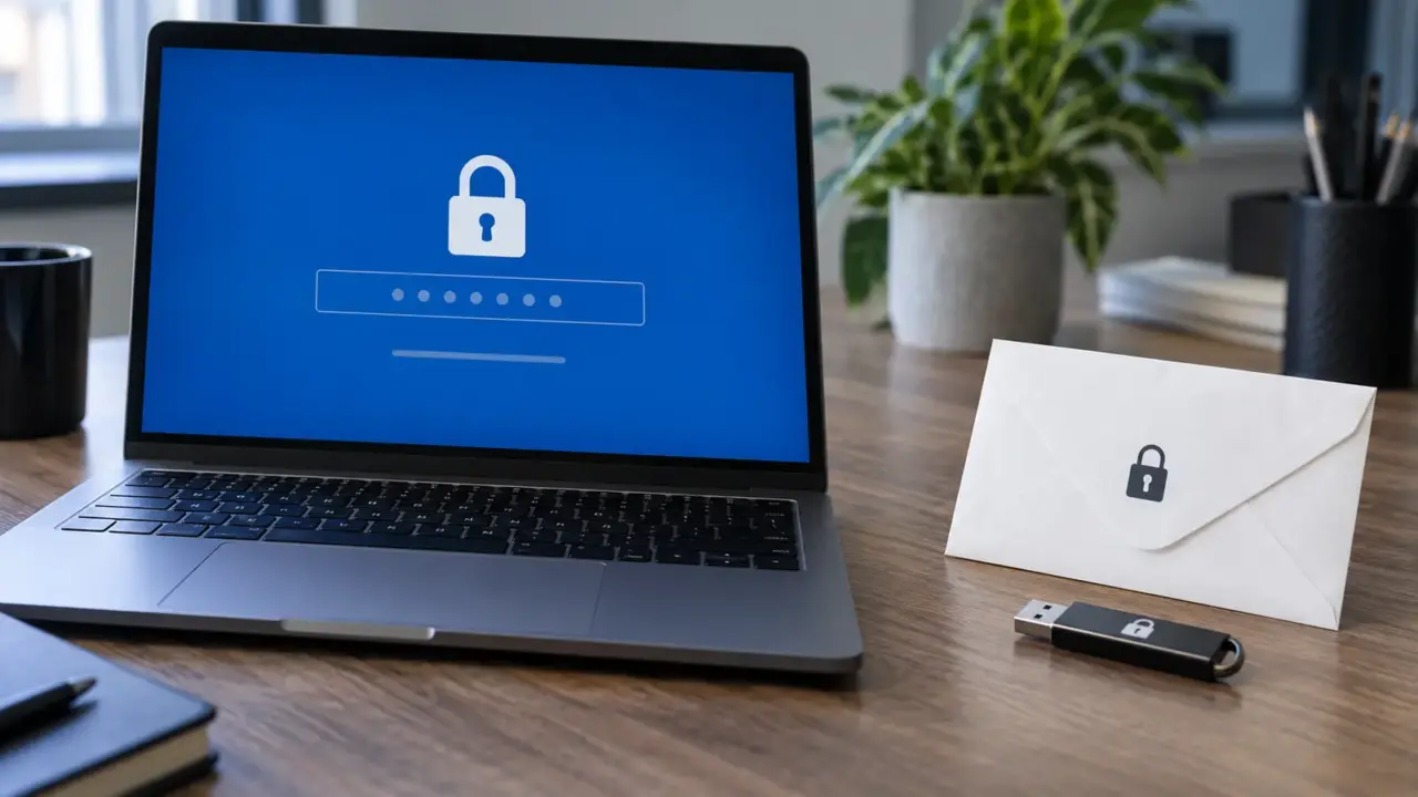 Ordinateur Windows générique avec écran de récupération chiffré et clé stockée séparément